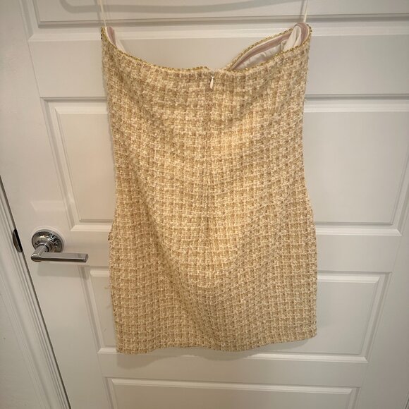 EVA FRANCO CREAM AND GOLD TWEED DRESS SIZE 8 NWOT - Picture 4 of 6